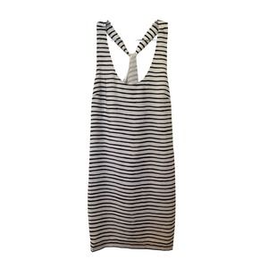 NWT J.Crew Faux Silk Striped Racer Back Shift Dress, Black /White, Size 12
